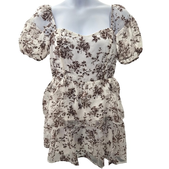 Francesca's Janis Cottagecore Floral Tiered Mini Dress XL NWT Romantic Tiered - Picture 3 of 13